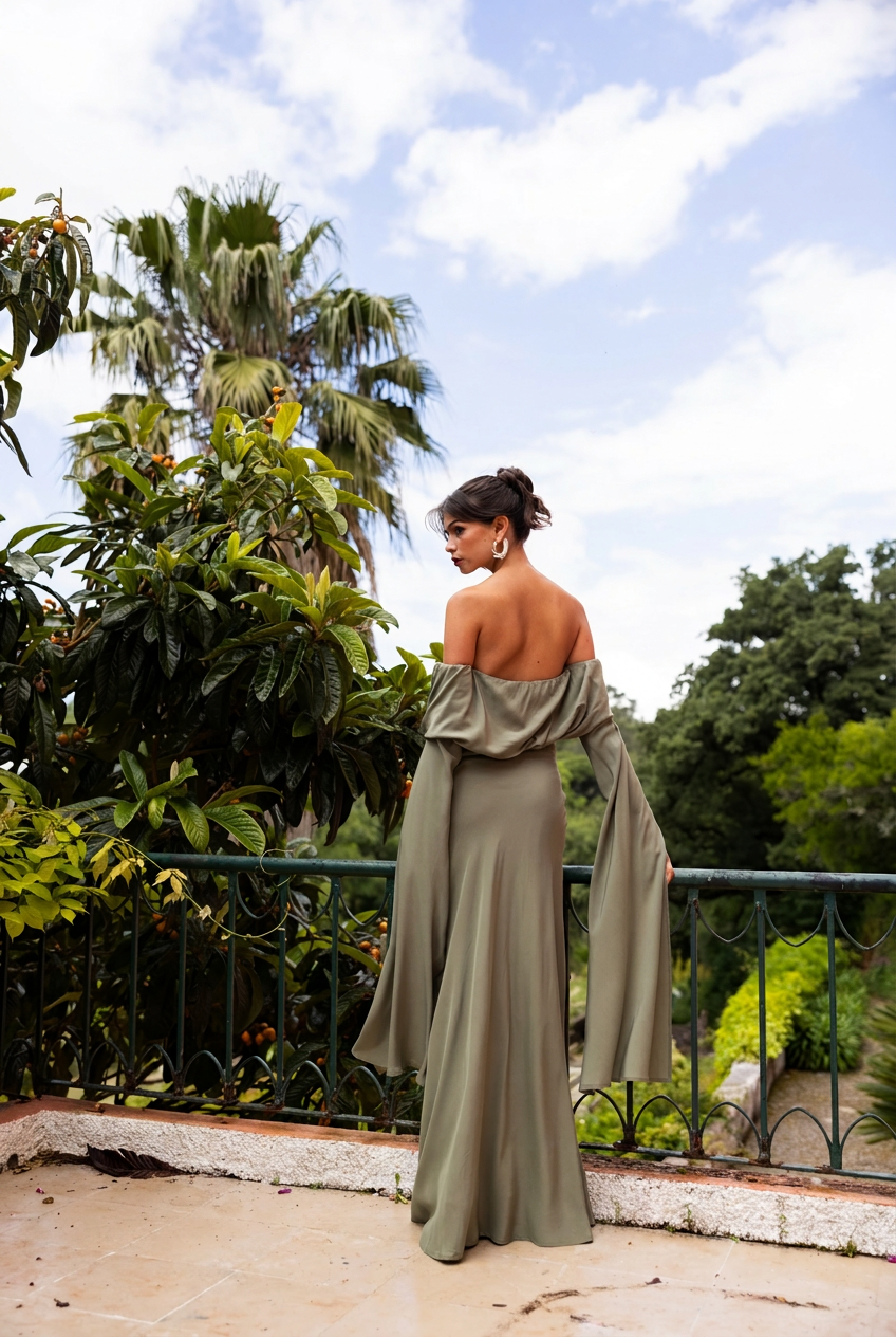Habarana Khaki Off-Shoulder Occasion Dress XXL
