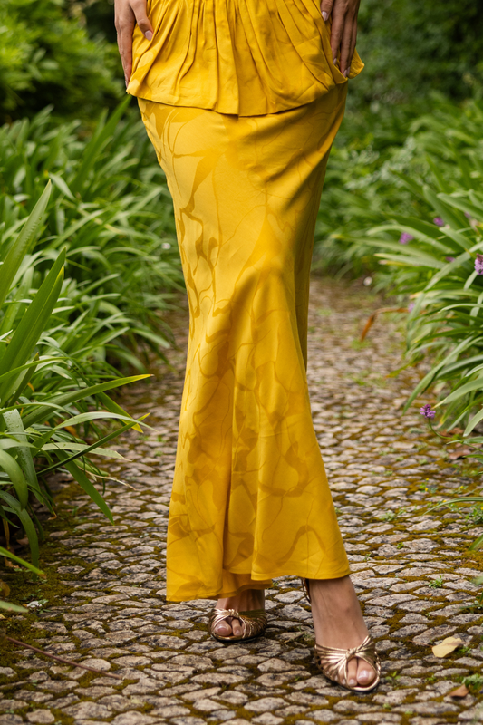Matara Skirt, Golden Saffron Print