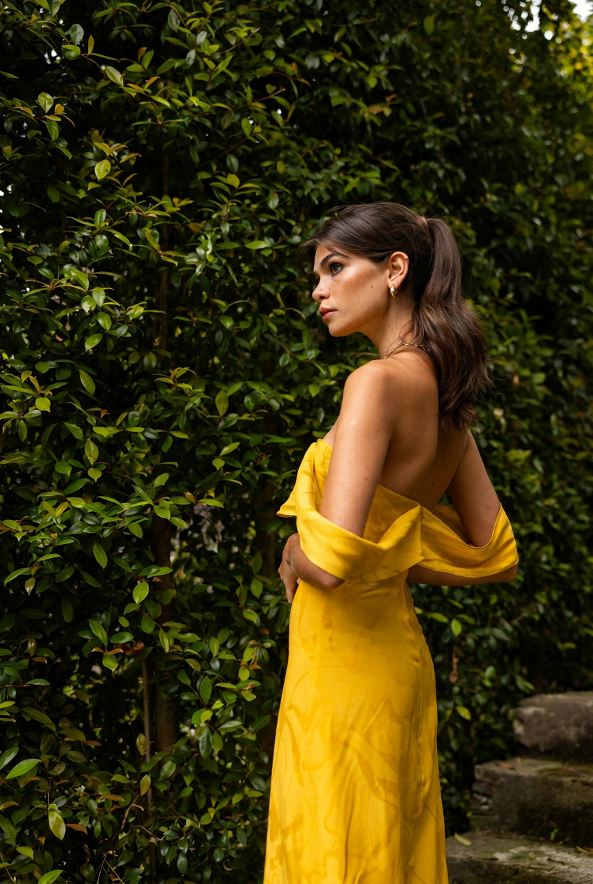 Panadura Dress, Golden Saffron Print | Wedding Guest Dress