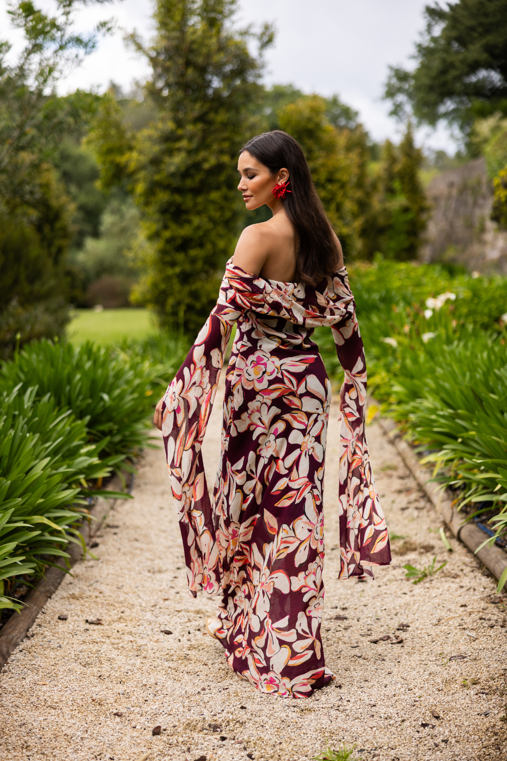 Habarana Dress in Burgundy Flower Print