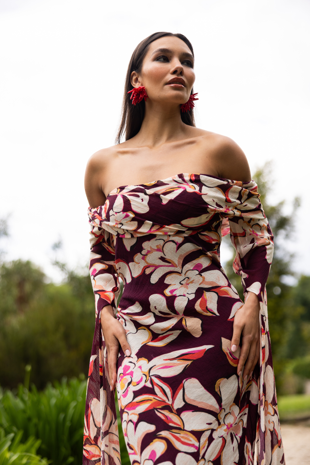 Luxury floral wedding guest dress