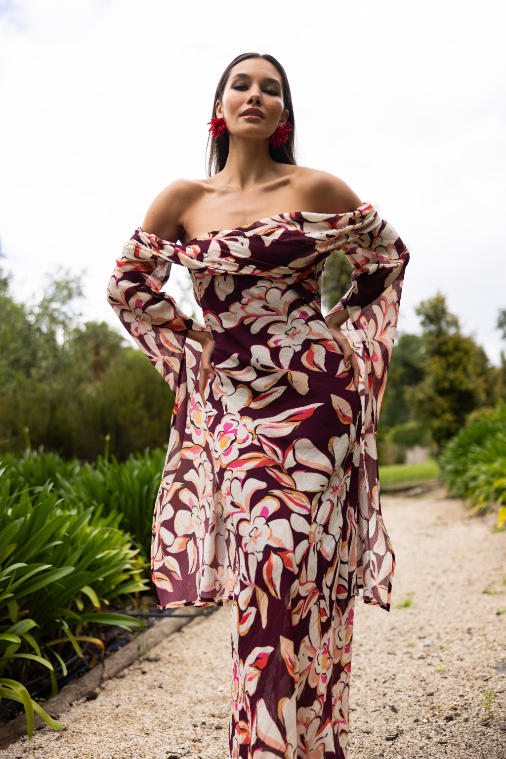 Luxury floral wedding guest dress