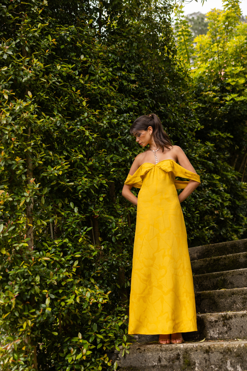 Panadura Dress, Golden Saffron Print | Wedding Guest Dress