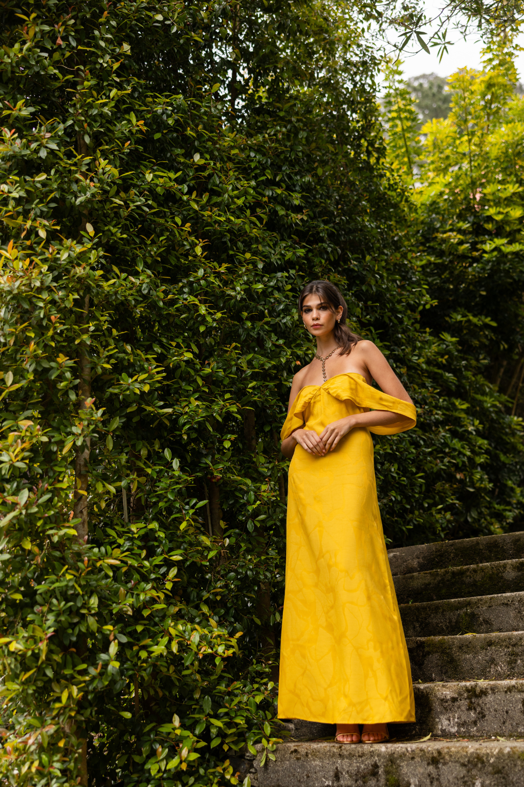 Panadura Dress, Golden Saffron Print | Wedding Guest Dress