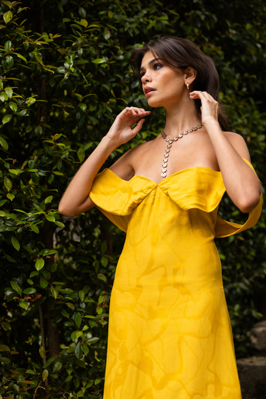 Panadura Dress, Golden Saffron Print | Wedding Guest Dress