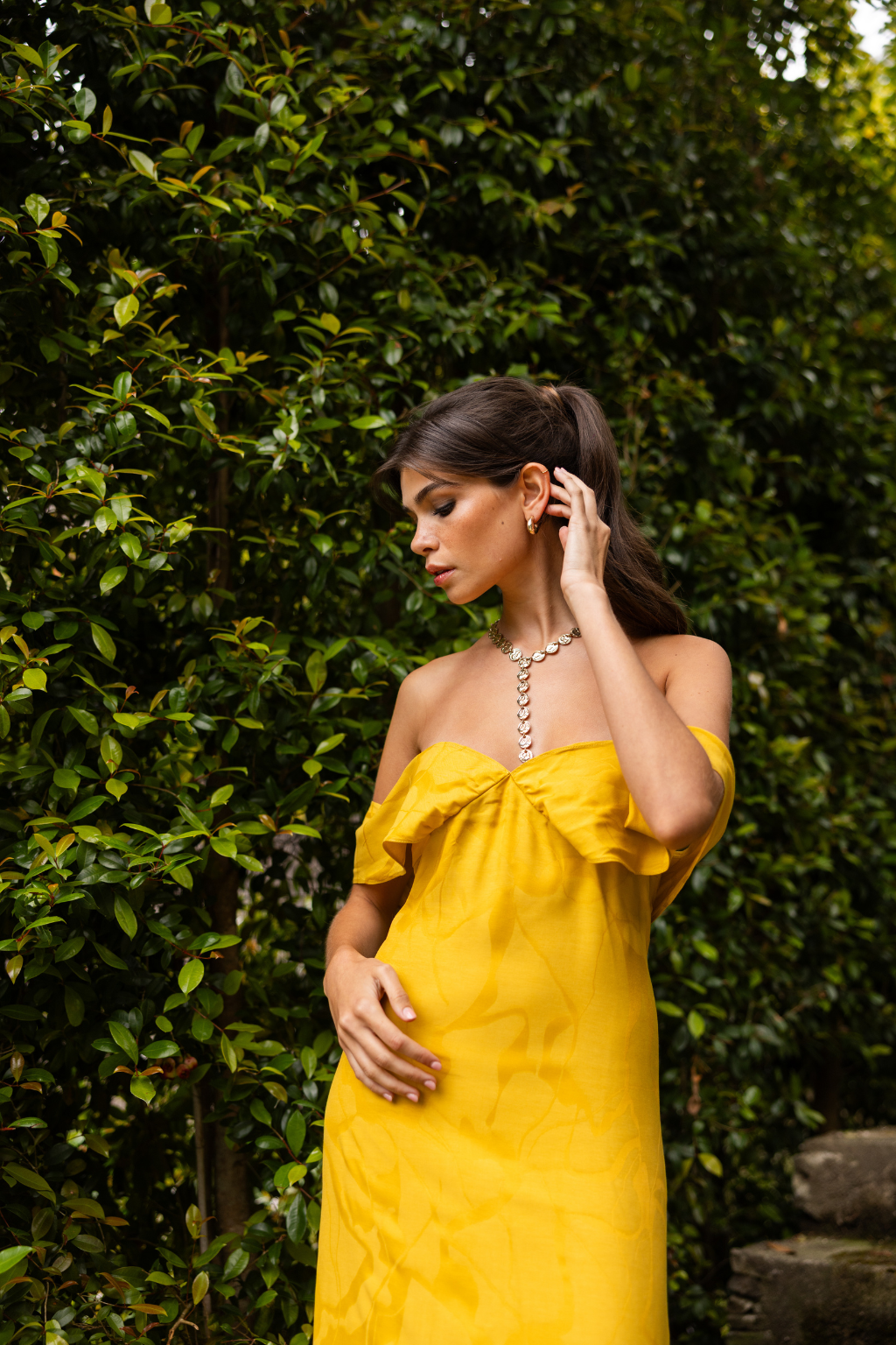 Panadura Dress, Golden Saffron Print | Wedding Guest Dress