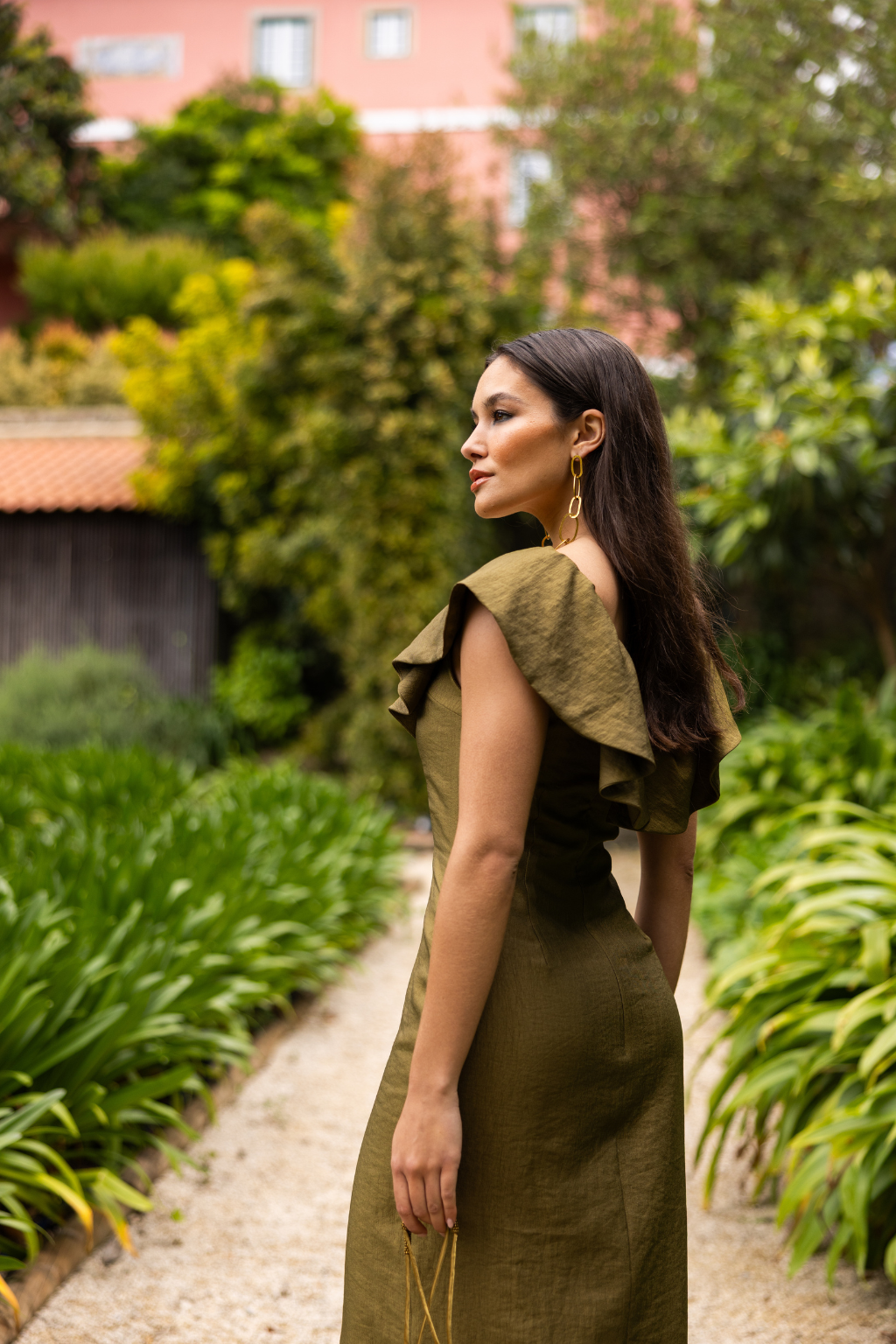 Luxury khaki dress for summer events