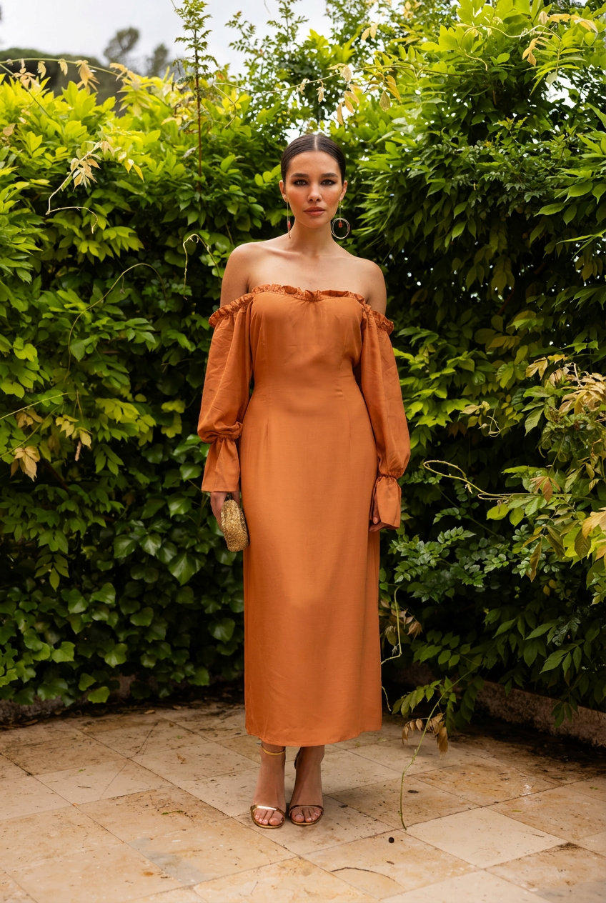 Ella Dress, Orange Ochre