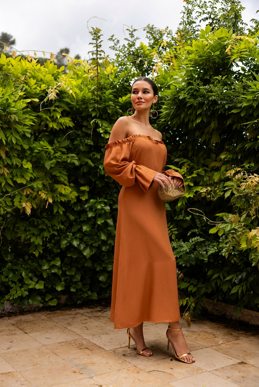 Ella Dress, Orange Ochre