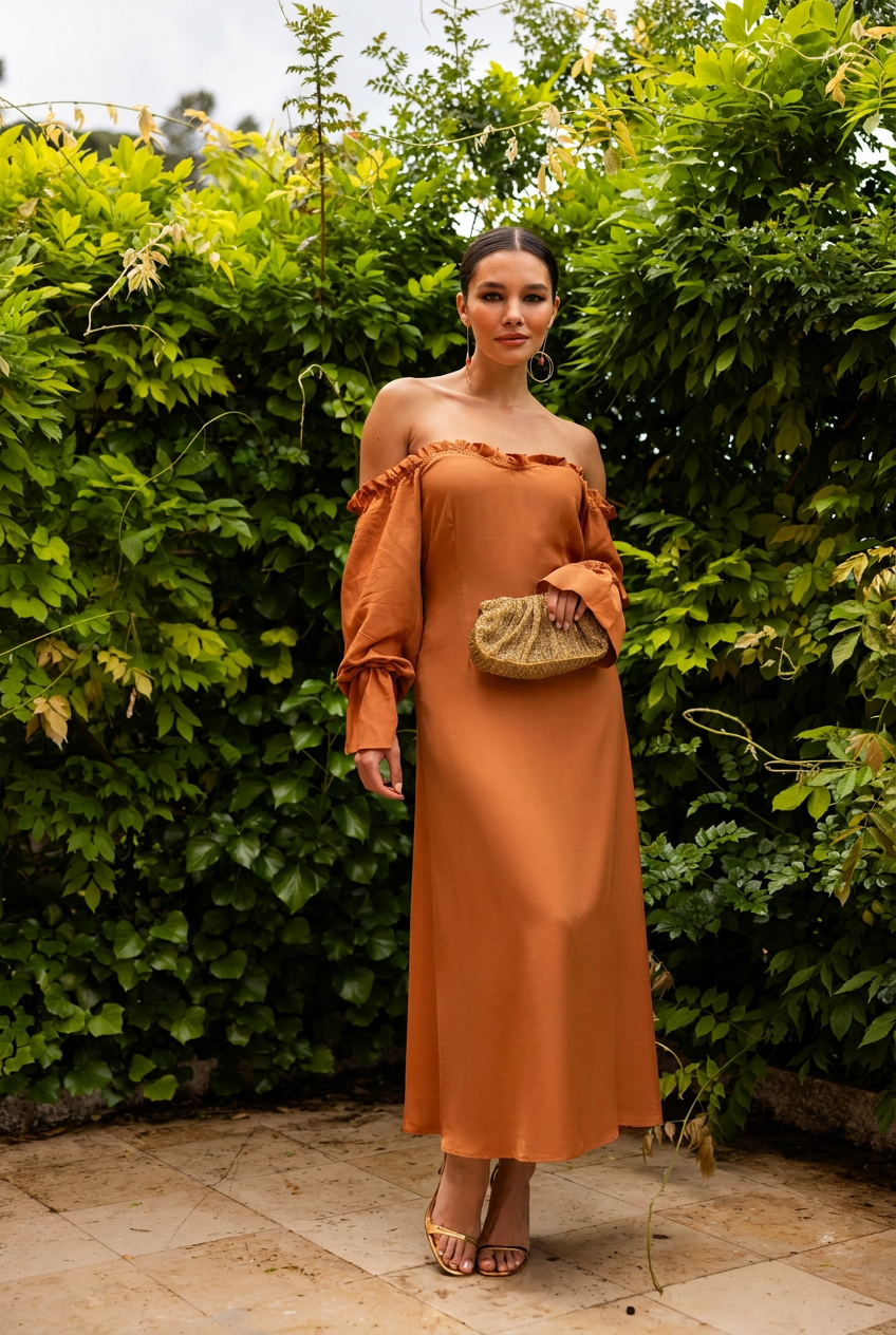 Ella Dress, Orange Ochre