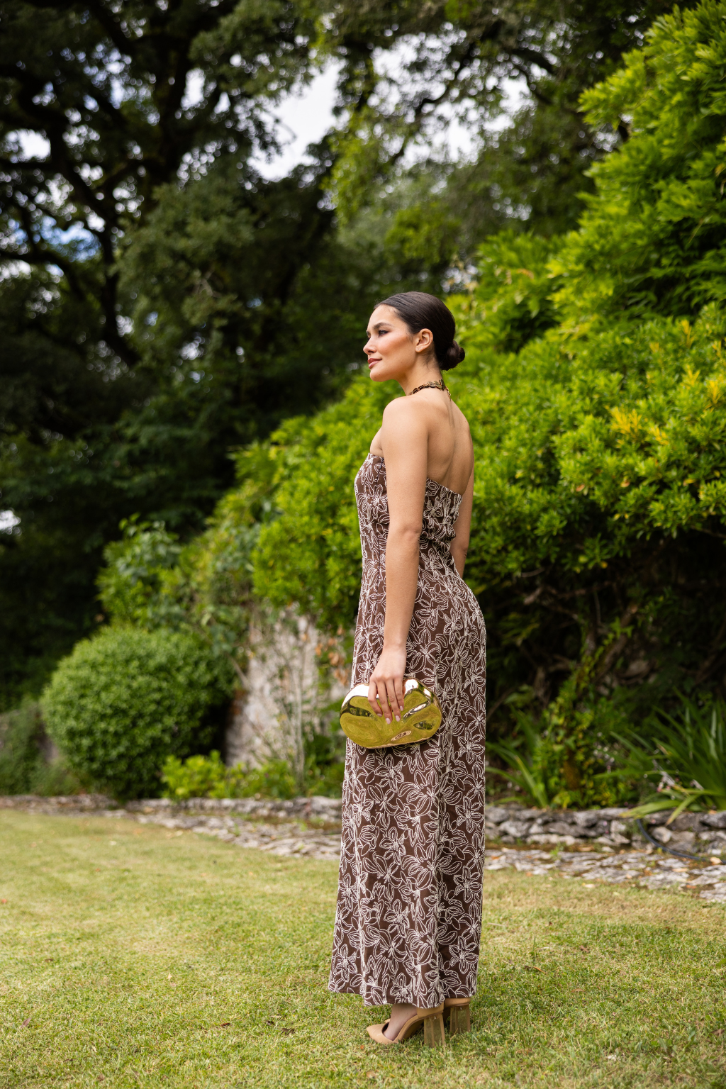 Galle Dress, Embroidered Espresso