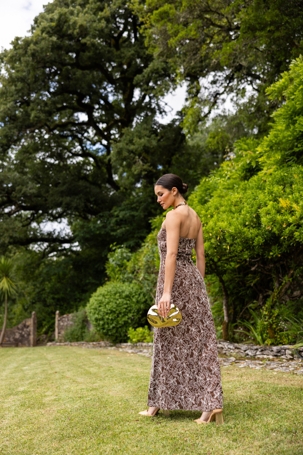 Galle Dress, Embroidered Espresso