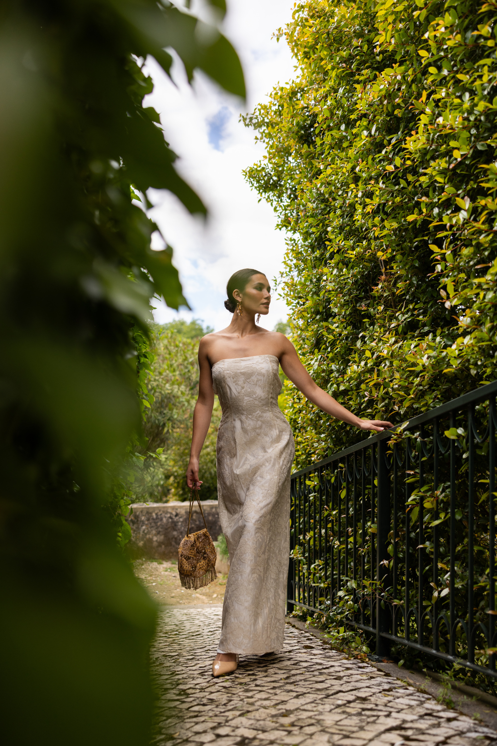 Galle Dress, Embroidered Ivory