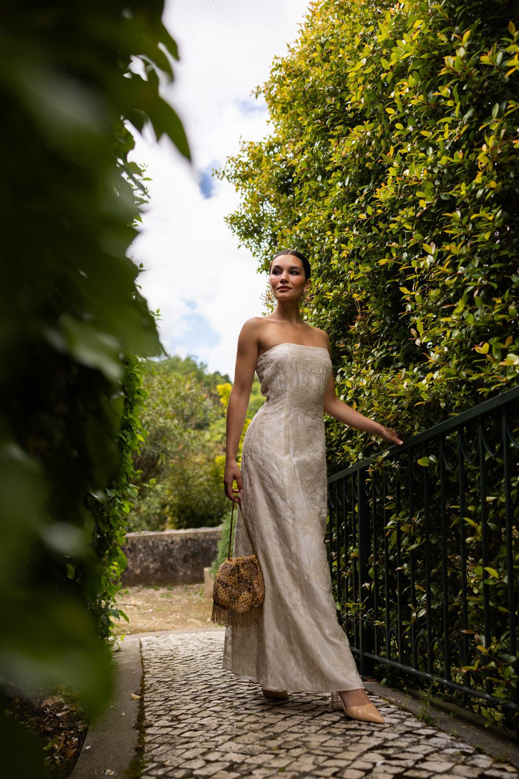 Galle Dress, Embroidered Ivory
