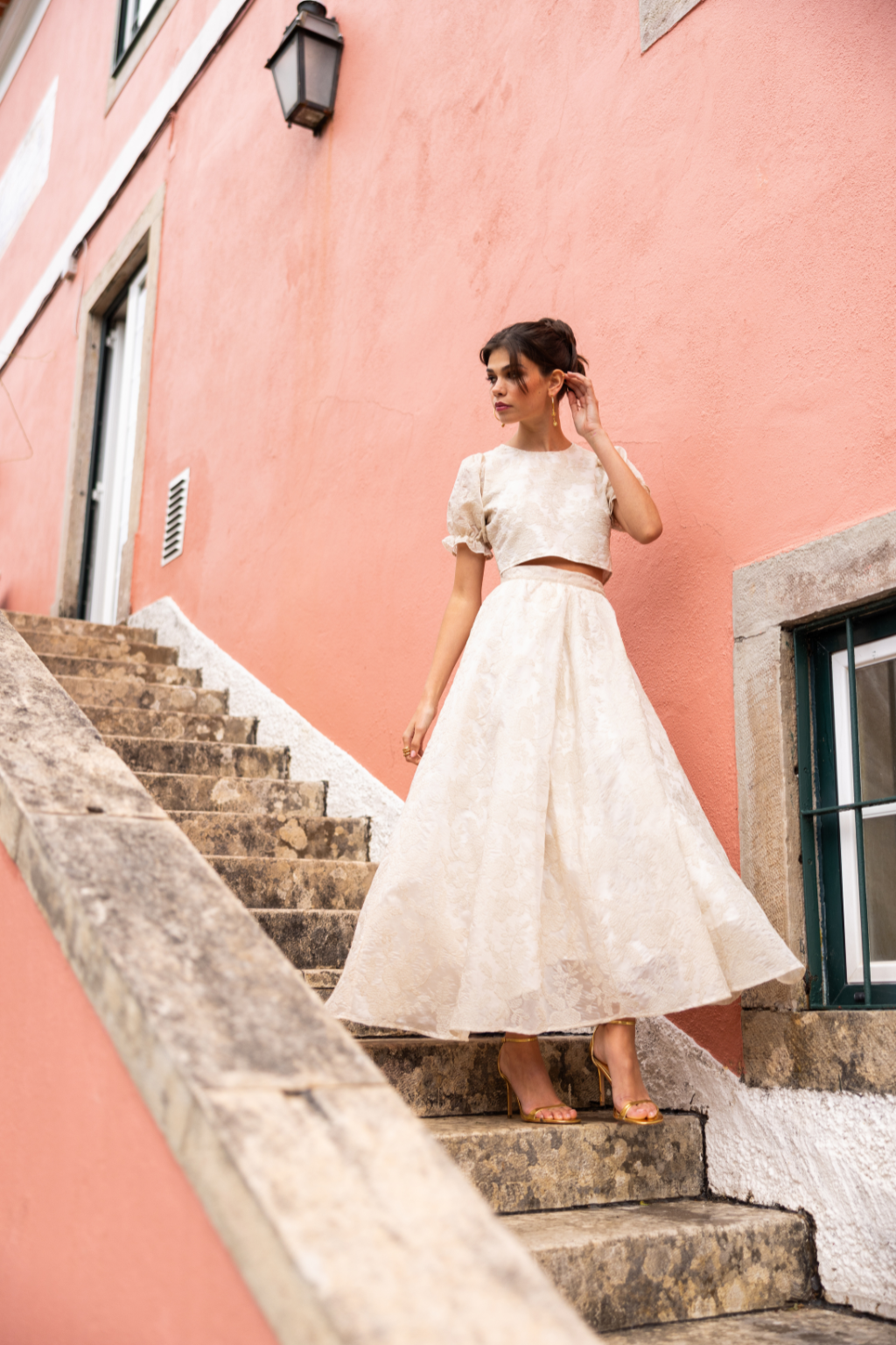 Colombo Skirt, Embroidered Ivory