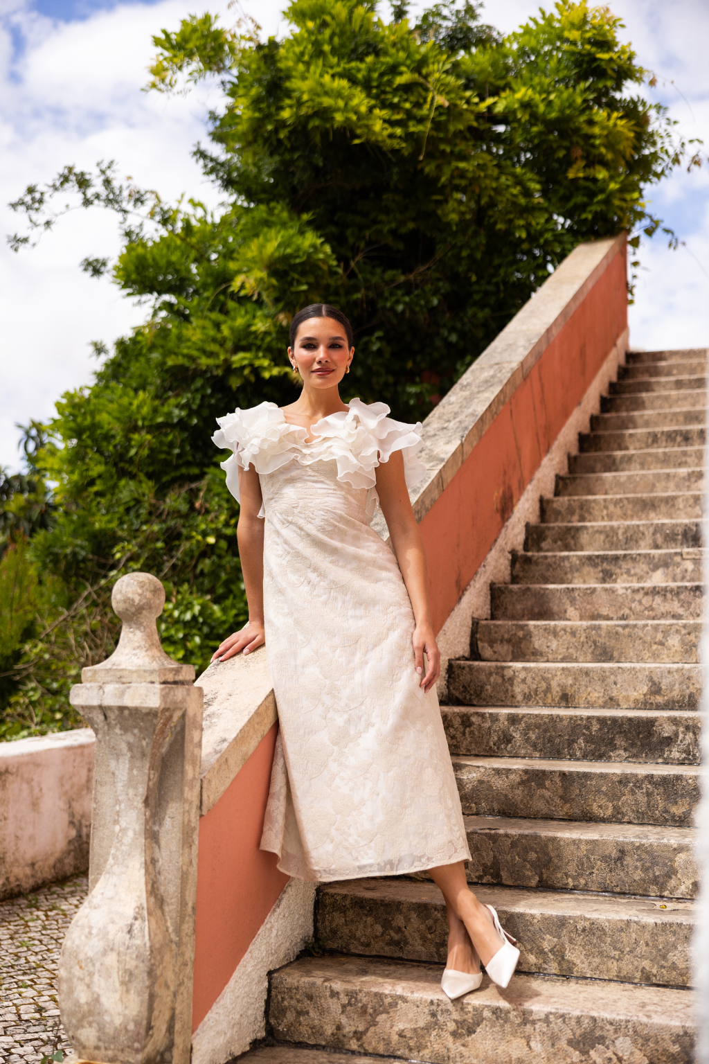 Weligama Dress, Embroidered Ivory