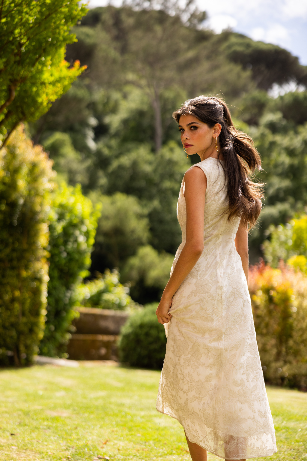 Matale Dress, Embroidered Ivory