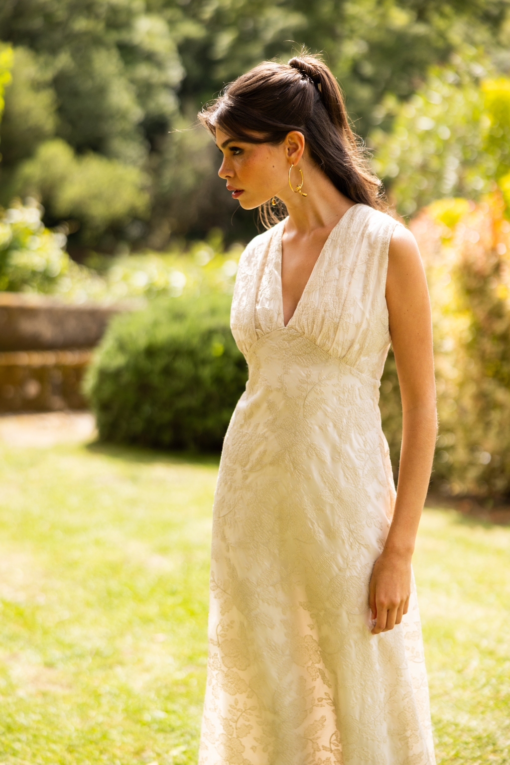 Matale Dress, Embroidered Ivory