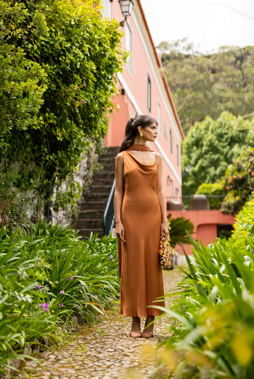 Tangalle Dress, Orange Ochre