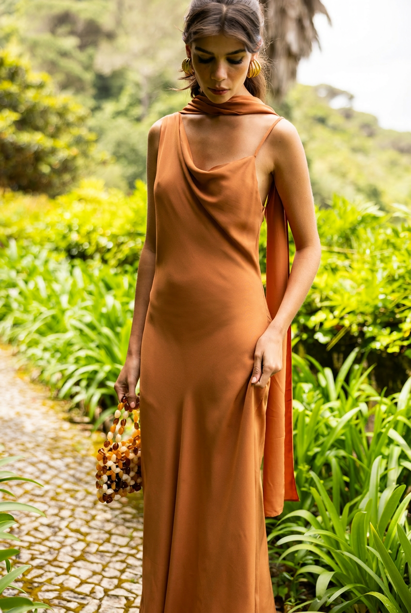 Tangalle Dress, Orange Ochre