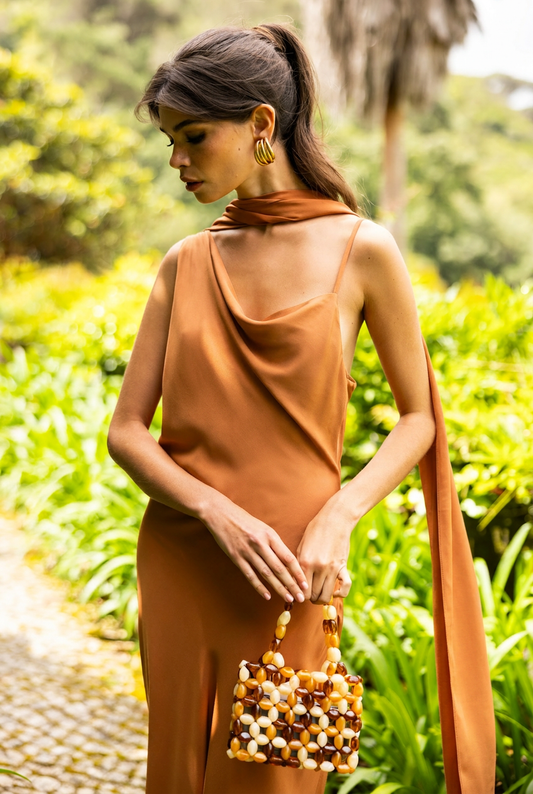 Tangalle Dress, Orange Ochre