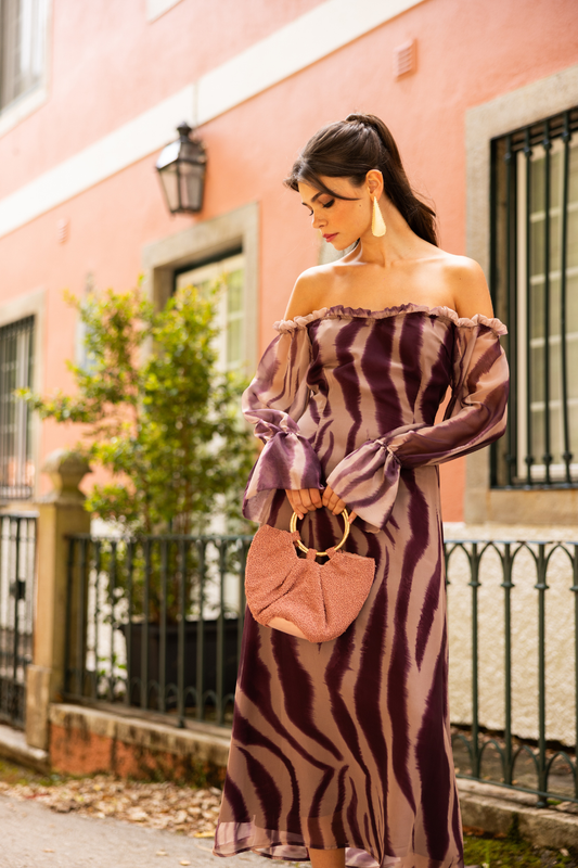 Ella Dress, Eggplant Print