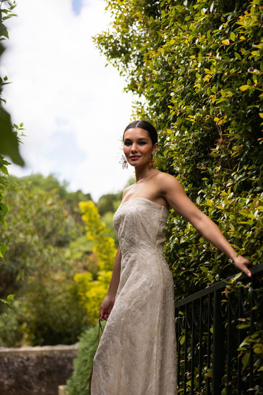Galle Dress, Embroidered Ivory