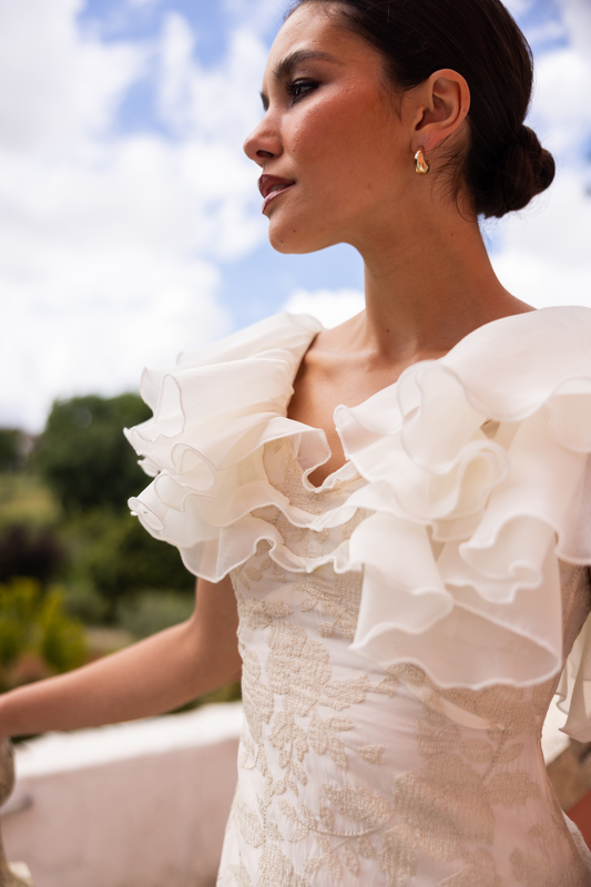 Weligama Dress, Embroidered Ivory