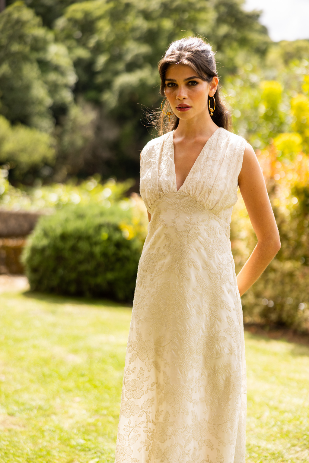 Matale Dress, Embroidered Ivory